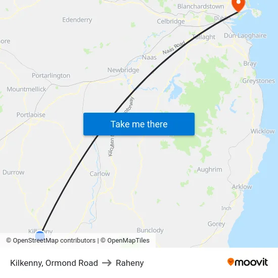 Kilkenny, Ormond Road to Raheny map