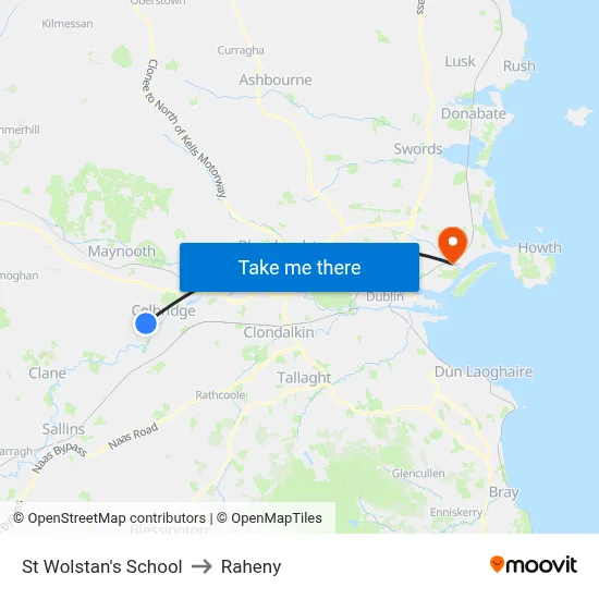 St Wolstan's School to Raheny map