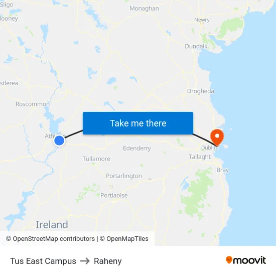 Tus East Campus to Raheny map