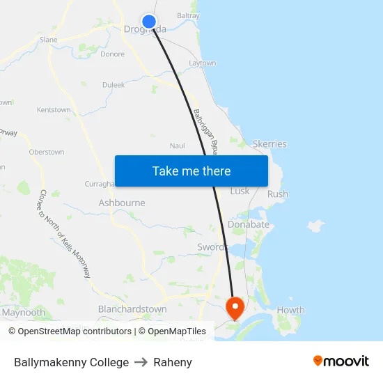 Ballymakenny College to Raheny map