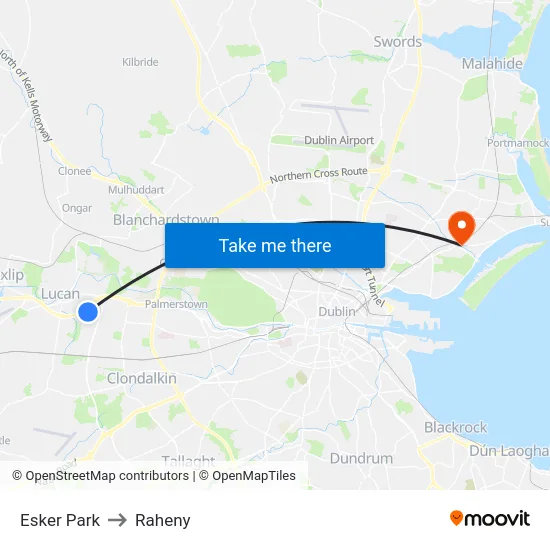 Esker Park to Raheny map