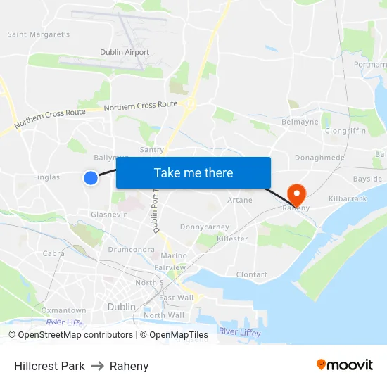 Hillcrest Park to Raheny map