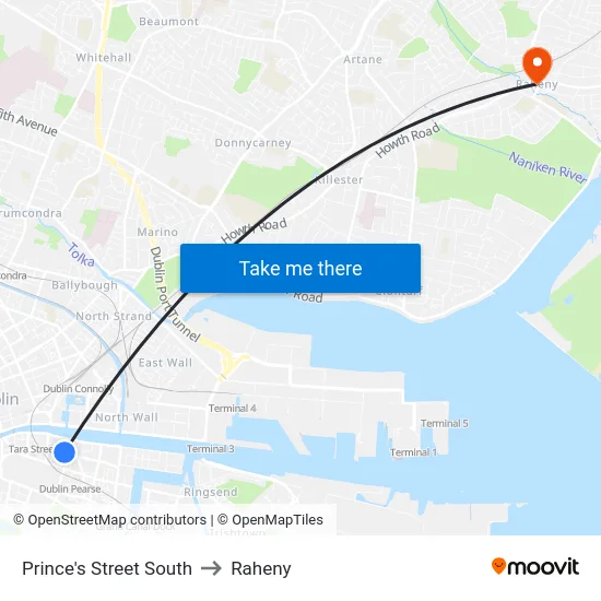 Prince's Street South to Raheny map