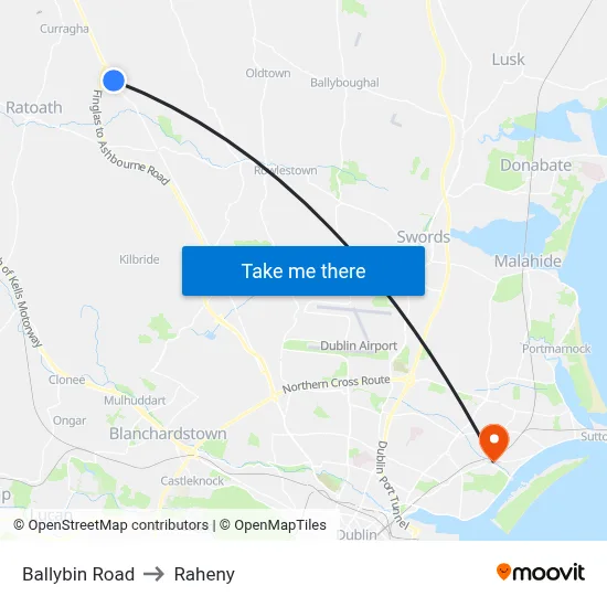 Ballybin Road to Raheny map