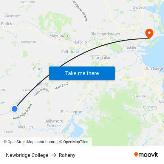 Newbridge College to Raheny map