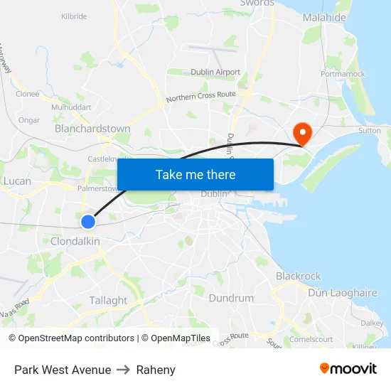 Park West Avenue to Raheny map