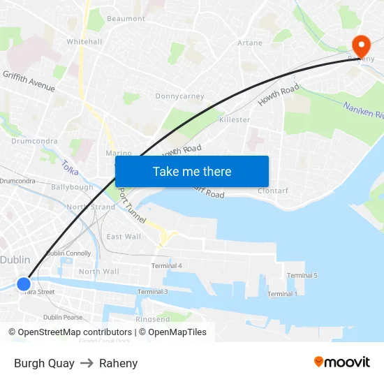 Burgh Quay to Raheny map