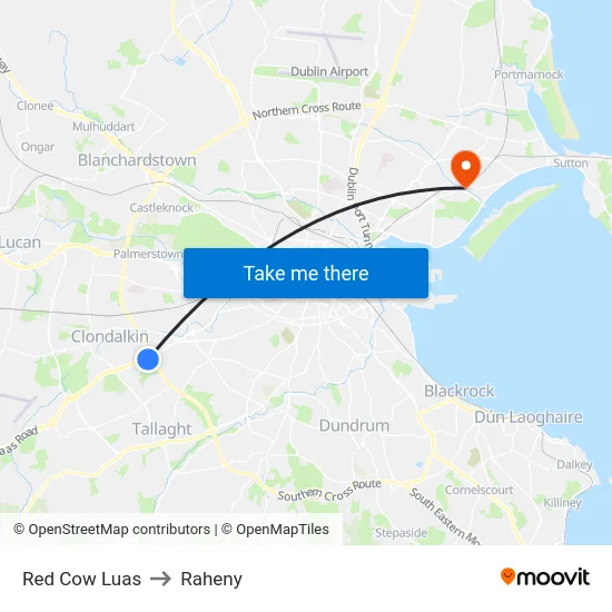Red Cow Luas to Raheny map