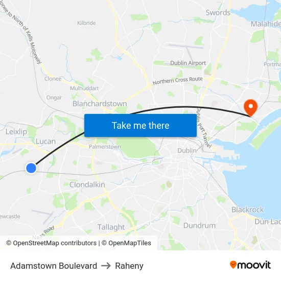 Adamstown Boulevard to Raheny map