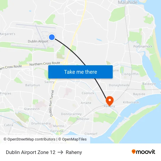 Dublin Airport Zone 12 to Raheny map