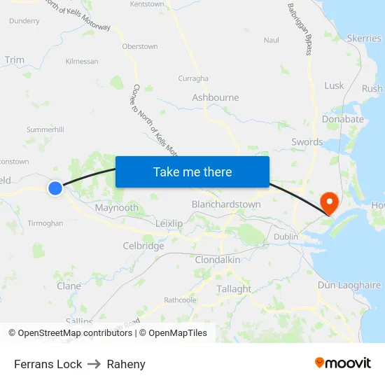 Ferrans Lock to Raheny map