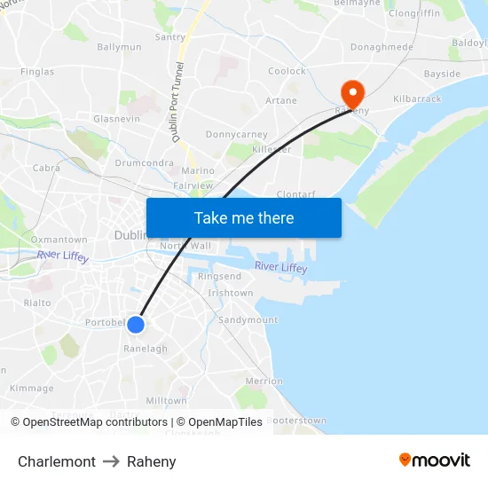 Charlemont to Raheny map
