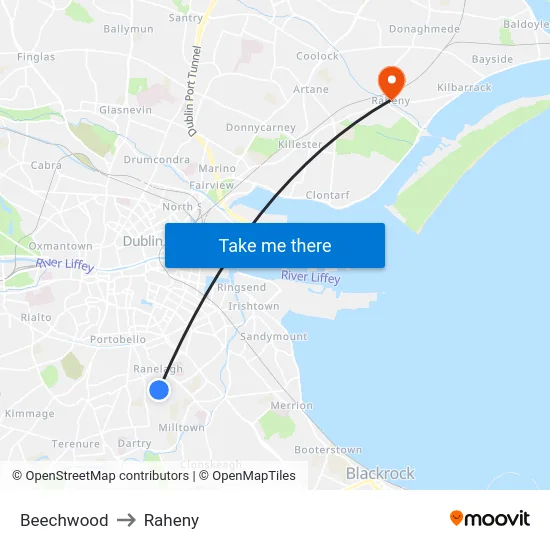 Beechwood to Raheny map