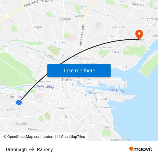 Drimnagh to Raheny map