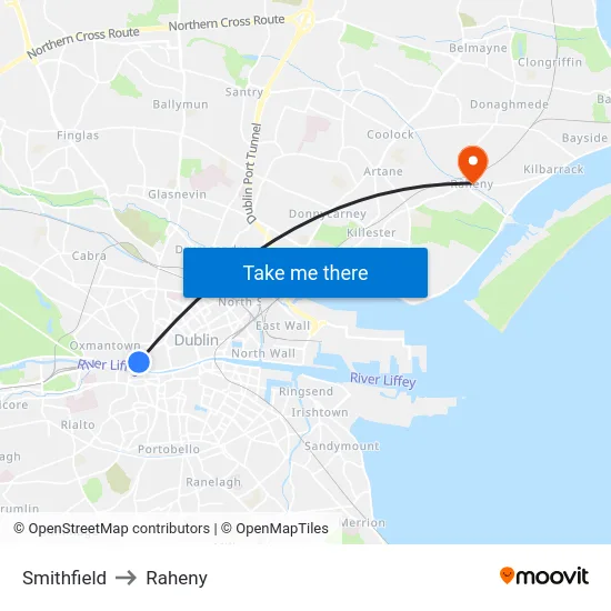 Smithfield to Raheny map