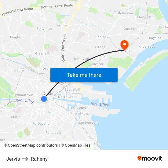 Jervis to Raheny map