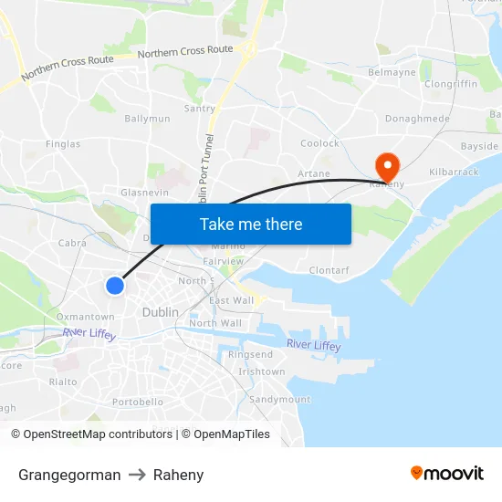 Grangegorman to Raheny map