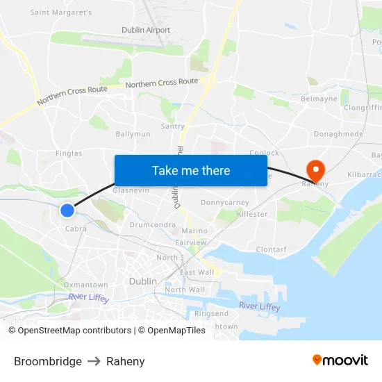 Broombridge to Raheny map