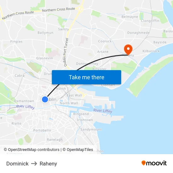 Dominick to Raheny map