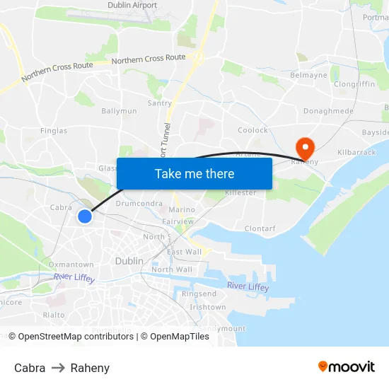 Cabra to Raheny map