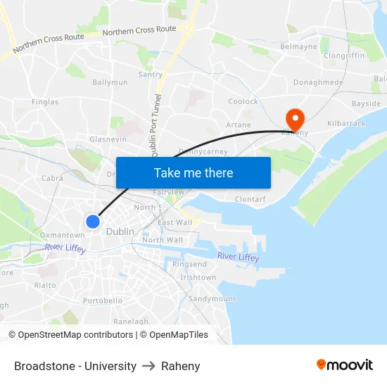 Broadstone - University to Raheny map