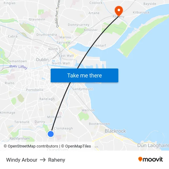 Windy Arbour to Raheny map