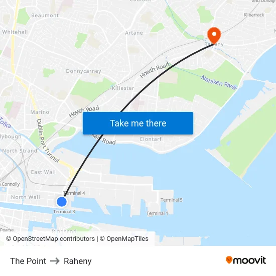 The Point to Raheny map