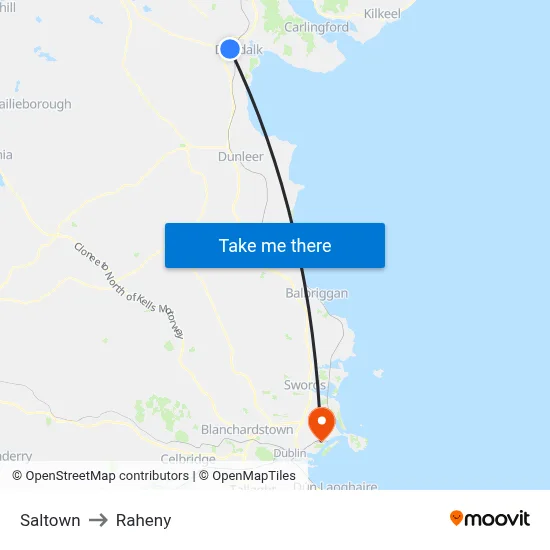 Saltown to Raheny map