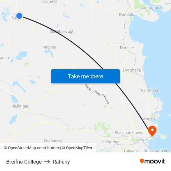 Breifne College to Raheny map