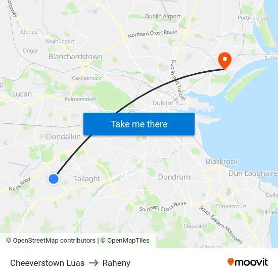 Cheeverstown Luas to Raheny map