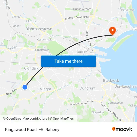 Kingswood Road to Raheny map