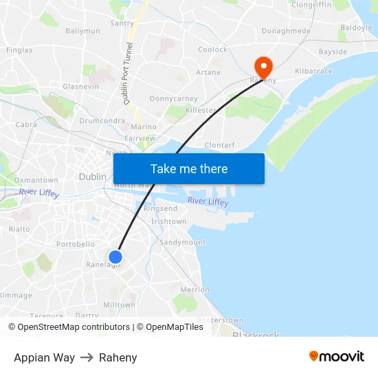 Appian Way to Raheny map