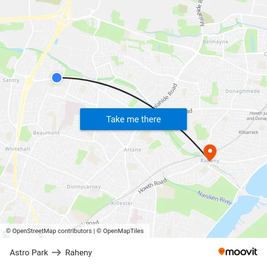 Astro Park to Raheny map