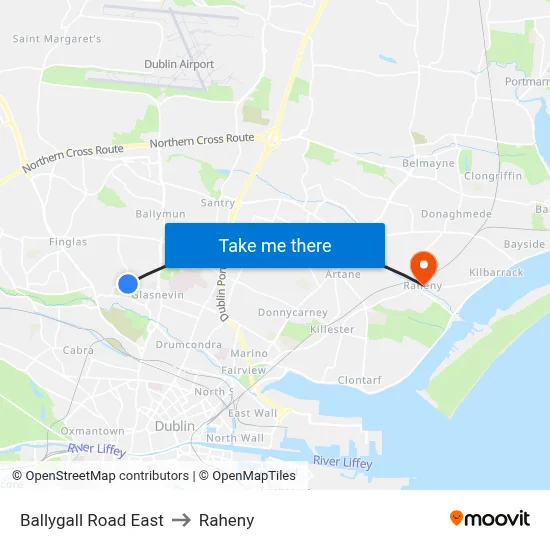 Ballygall Road East to Raheny map