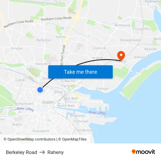 Berkeley Road to Raheny map
