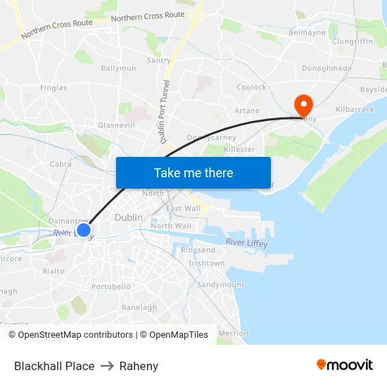 Blackhall Place to Raheny map