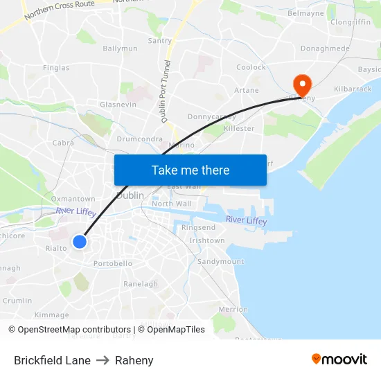 Brickfield Lane to Raheny map