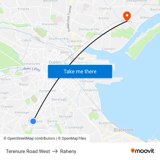 Terenure Road West to Raheny map