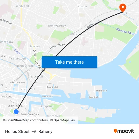 Holles Street to Raheny map