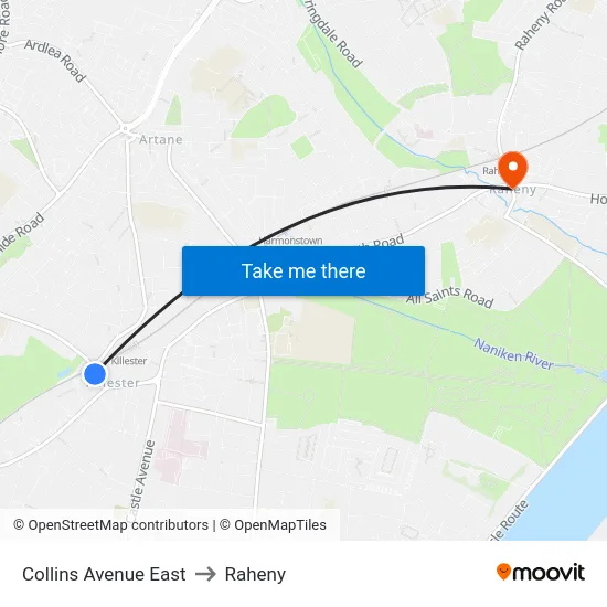 Collins Avenue East to Raheny map