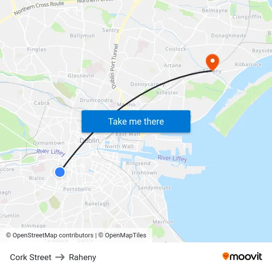 Cork Street to Raheny map