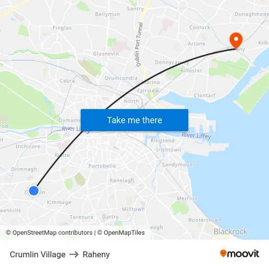 Crumlin Village to Raheny map
