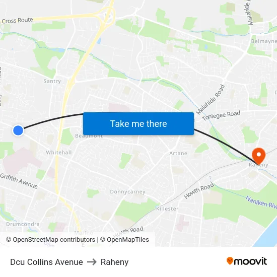 Dcu Collins Avenue to Raheny map