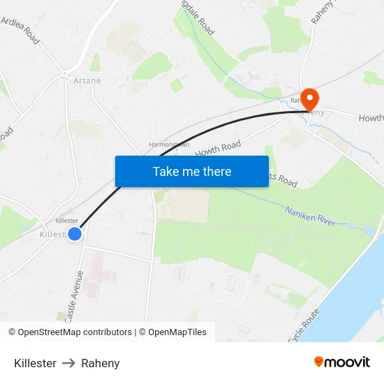 Killester to Raheny map