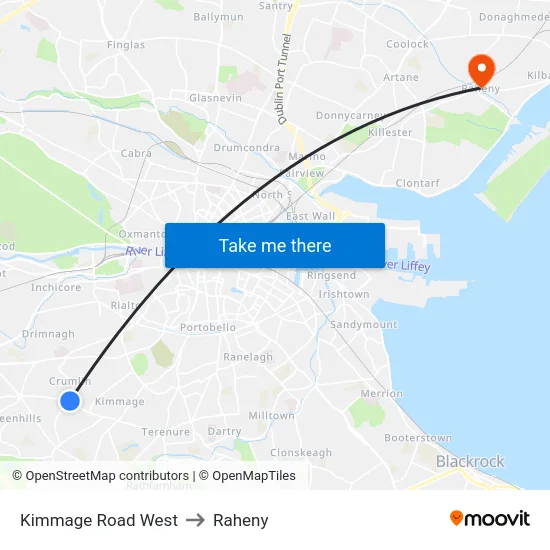 Kimmage Road West to Raheny map