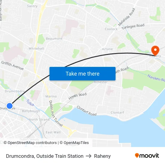 Drumcondra, Outside Train Station to Raheny map