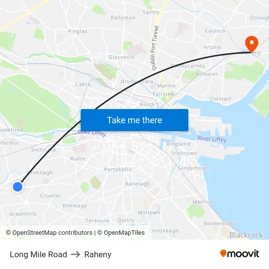 Long Mile Road to Raheny map