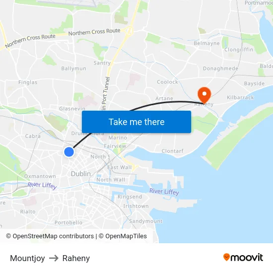 Mountjoy to Raheny map
