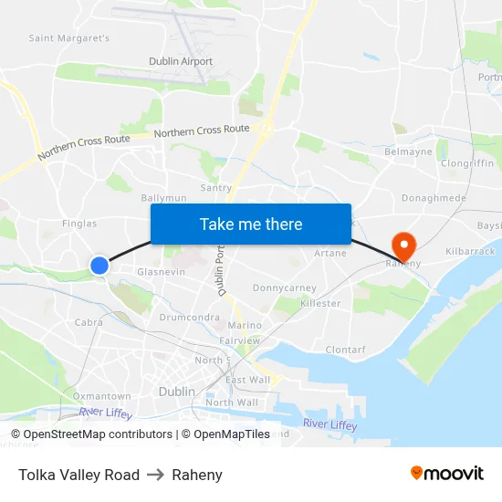Tolka Valley Road to Raheny map