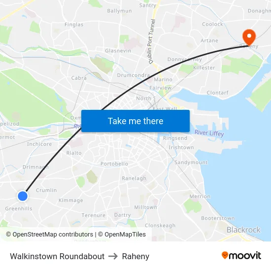 Walkinstown Roundabout to Raheny map